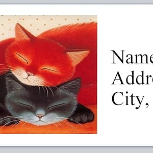 30 Personal Address Labels Abstract Cats sleeping (bx 784)