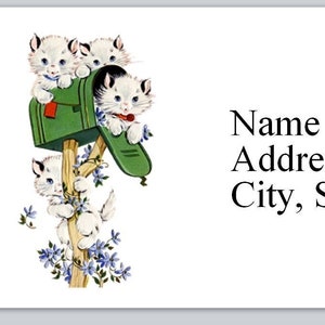 Office Supplies 30 Custom Vintage Christmas Girl With Kitten ...