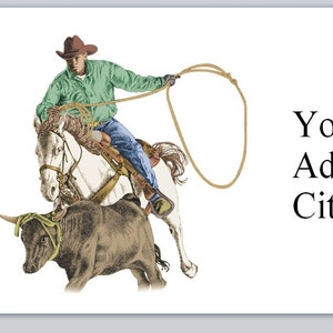 30 Personal Address Labels Western Cowboy at Rodeo Lassoing (p 96)