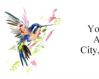 30 Personal Address Labels Hummingbird art (p 202)