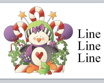 30 Personal Address Labels Christmas Penguin Candy cane (jx 121)