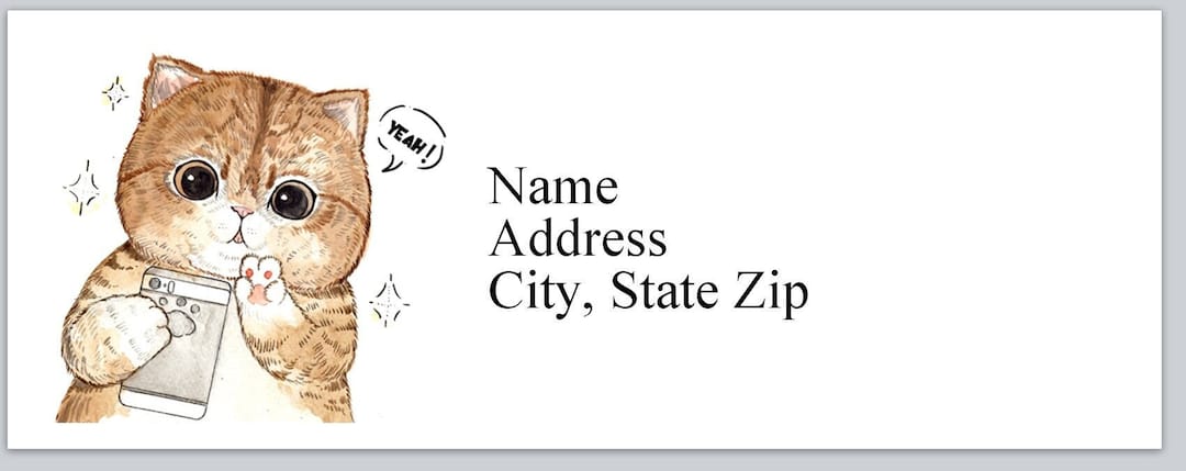 30 Personal Address Labels Cute Cat With Cellphone (bx 335) - Etsy