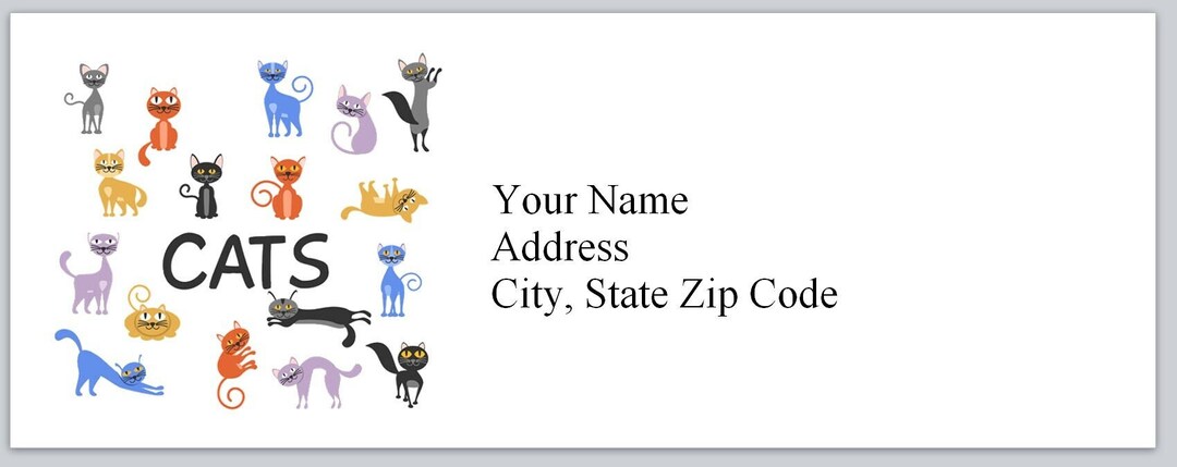 30 Personal Address Labels Cute Colorful Cats Kittens (bx 290) - Etsy