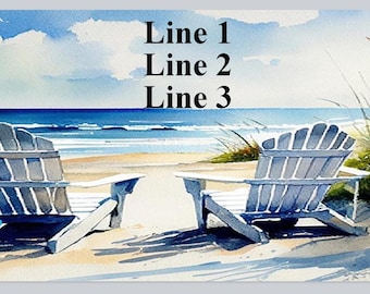 30 Personal Address Labels Scenic Beach with two Chairs (jx 782)