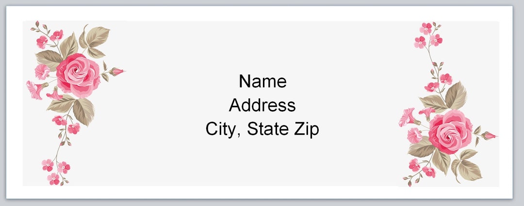 Pink Roses Address Labels 30 Personal Address Labels Pink Roses Border (p 115) - Etsy