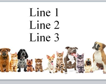 30 Personal Address Labels A Row Of Cats & Dogs (jx 490)