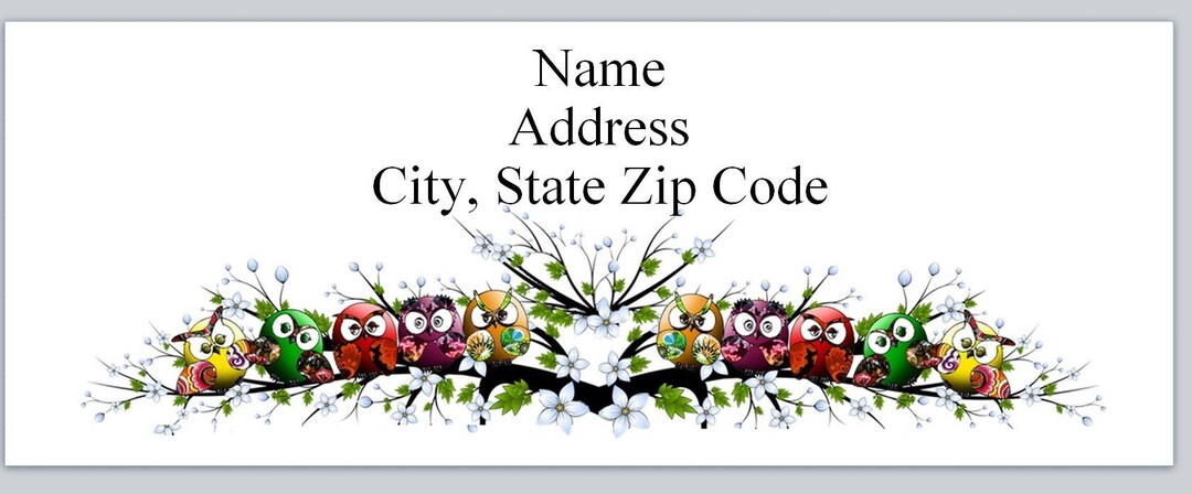 30 Personal Address Labels Cute Colorful Owls (p 18) - Etsy