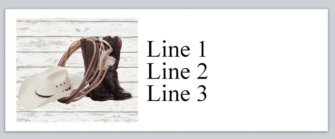 30 Personal Address Labels Country Cowboy Boots Hat and Lasso (jx 717 ...