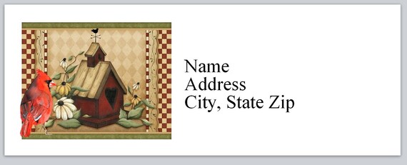 30 Personal Address Labels Primitive Country Birdhouse - Etsy