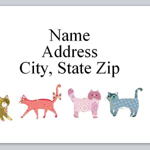 30 Personal Address Labels Colorful Cartoon Cats (bx 323)