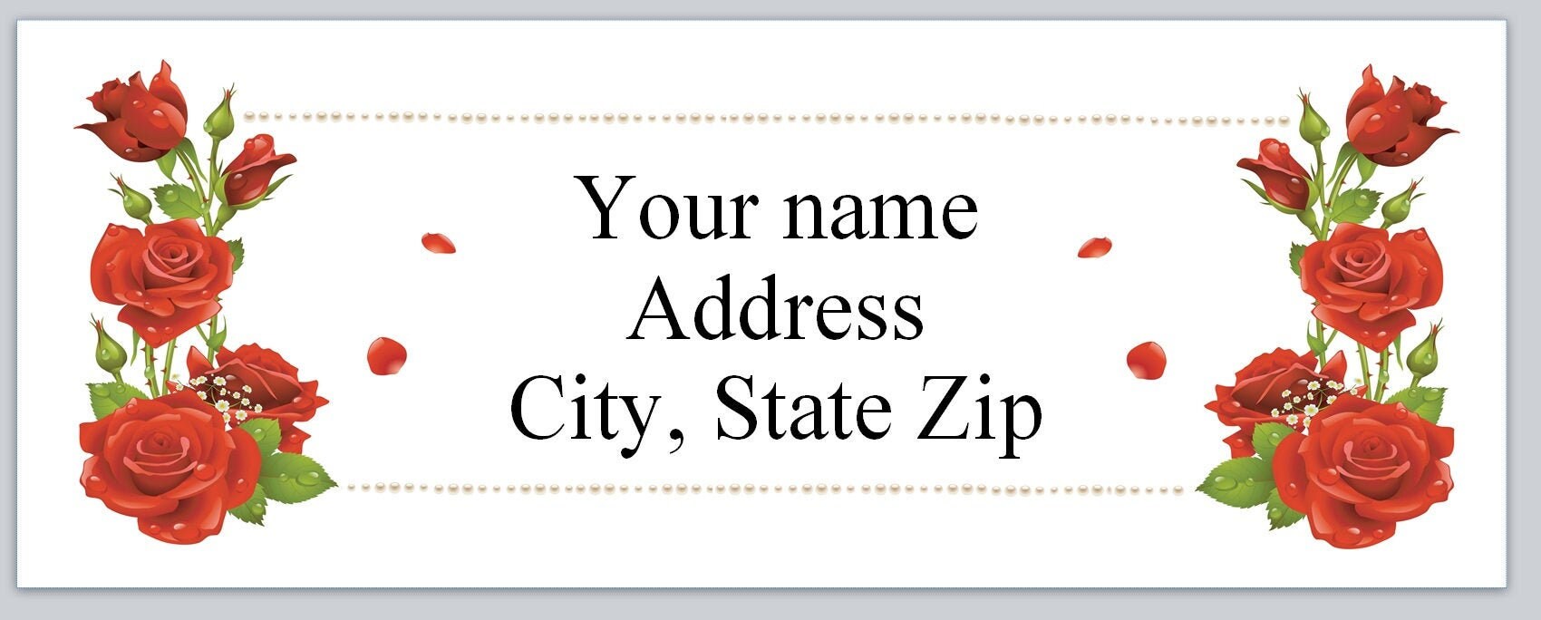 Pearlized Address Label 30 Personal Address Labels Red Roses With Pearl Border (p 64) - Etsy