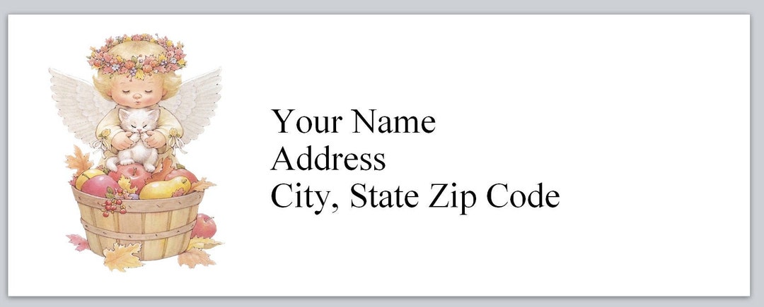 30 Personal Address Labels Baby Angel With Kitten Cat (bx 109) - Etsy