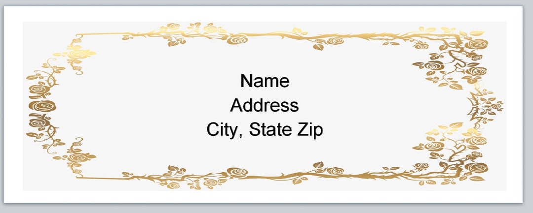 30 Personal Address Labels Gold Roses Border (p 120) - Etsy