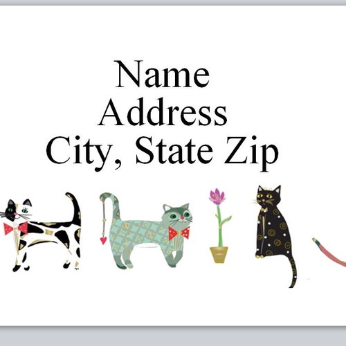 30 Personal Address Labels Colorful Cartoon Cats bx 322 Etsy