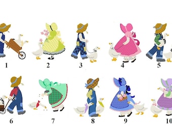 30 Personal Address Labels Primitive country Cute children with Geese and gardening (bx 397)