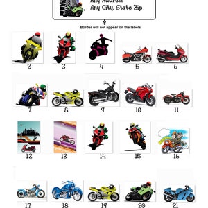 30 Personal Address Labels Bikers, choose any picture (bi2)