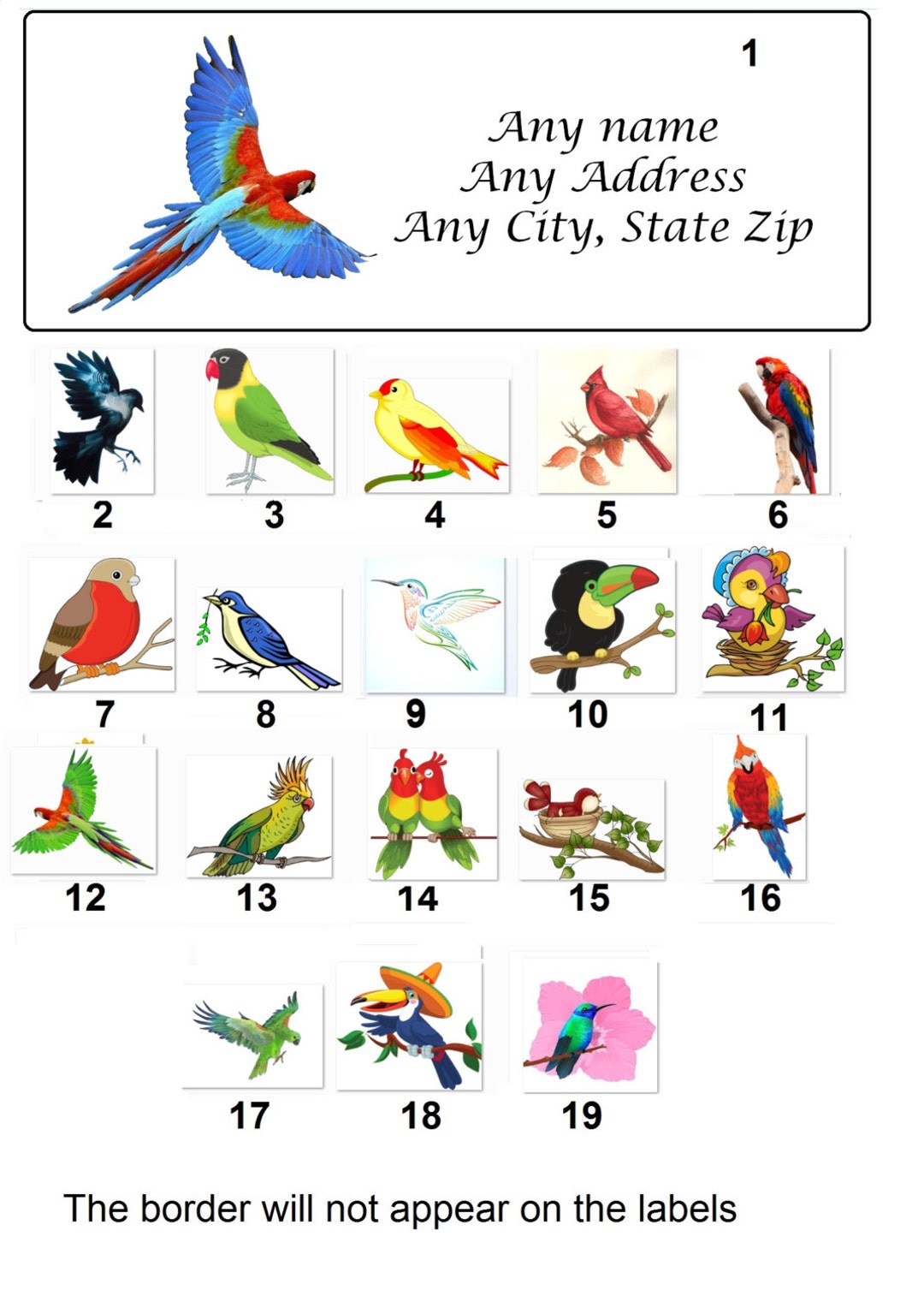 30 Personal Address Labels Birds, Choose Any Picture bi2 Etsy