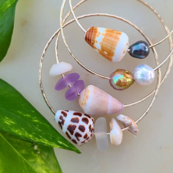 Mermaid Pearl Bangle Pearl Bangle Perlenarmband handgemachte Armreifen Pink Pearl Bangle Edison Pearl Armreife Etsy