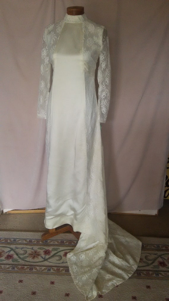 Wedding Dress Empire 60's Satin/Lace  sm