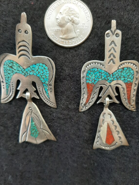 Navajo Crushed Inlay Turquoise/Coral Tie Tack - image 3