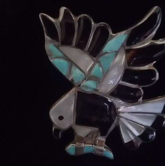 Zuni Native American Eagle Pin - image 1