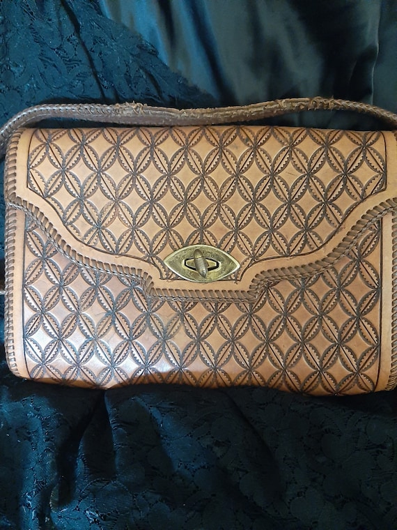 1950's Mexican Hand Tooled Leather Purse