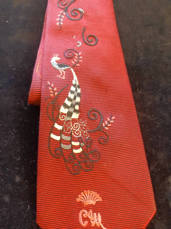 Countess Mara Tie of Embroiderd Flamingo's