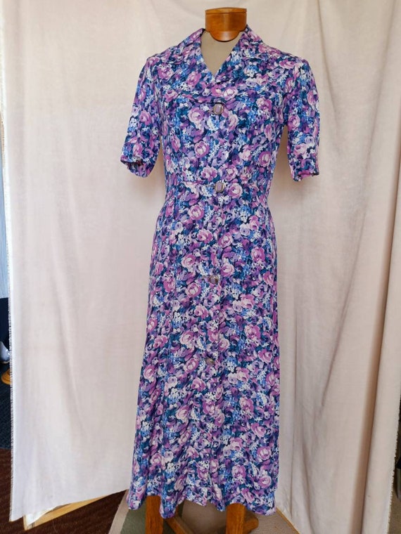 Vintage 40"s/50"s Nylon/Rayon Dress M