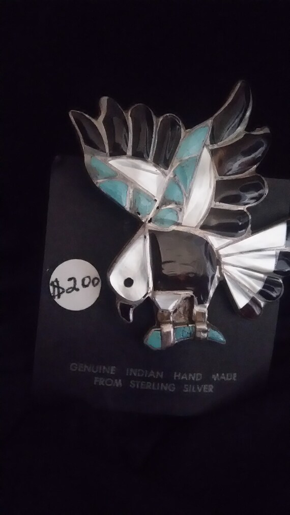 Zuni Native American Eagle Pin - image 4