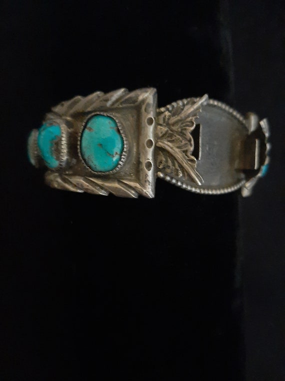 Navajo Turquoise/Sterling Silvcer Watch Band  LH - image 1