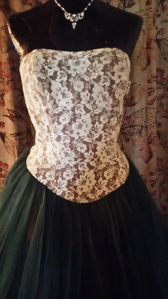 Full Length Lace & Tulle Ball Gown 1958