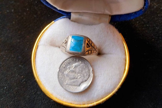 Native American Ring sz 8 and 9 Turquoise/Sterling - image 5