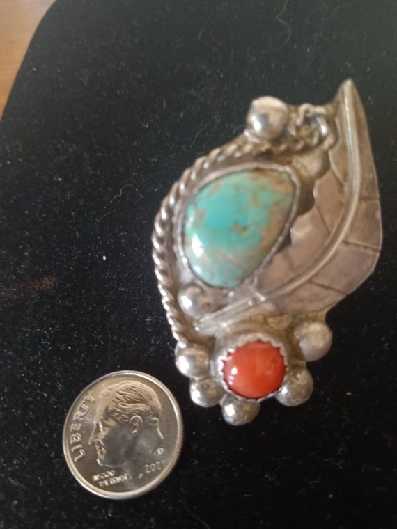 Native American sz 7  Coral/Turquoise Ring - image 1