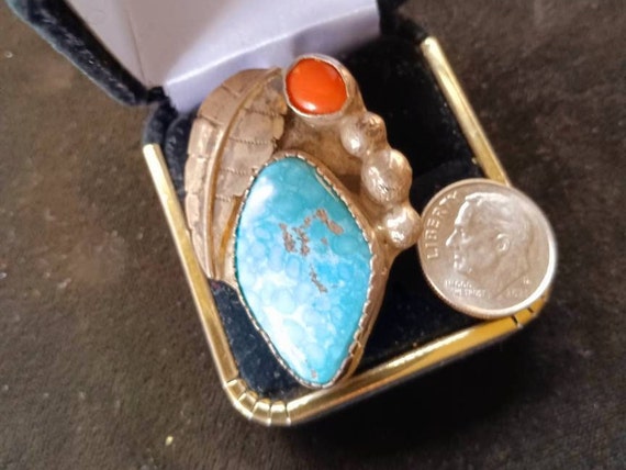 Native American sz 6 1/4 Ring Turquoise/Sterling - image 1