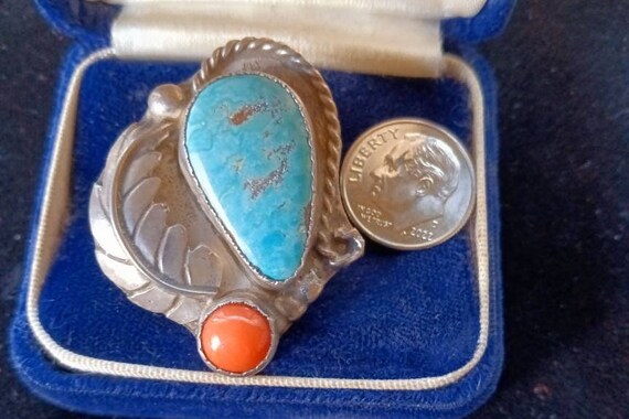 Native American Turquoise/Sterling sz 7 Ring - image 2