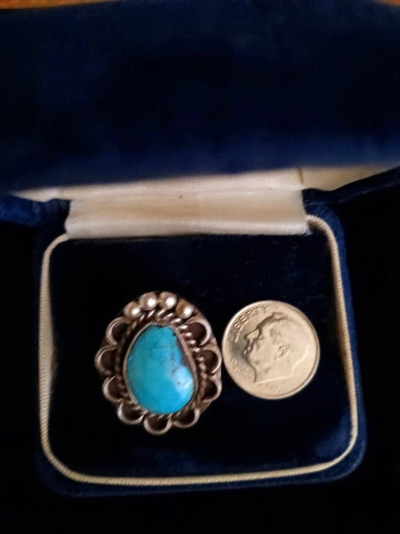 Native American Turquois/Sterling Ring.  sz 4 1/2 - image 3