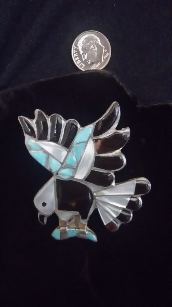 Zuni Native American Eagle Pin - image 2