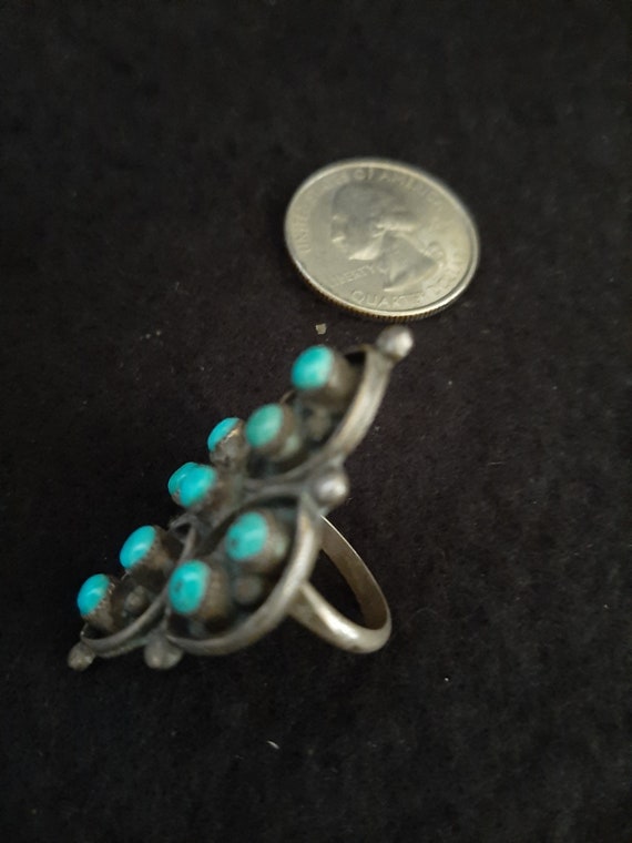 Native American Shadow Box Sterling/Turquoise Ring sz… - Gem