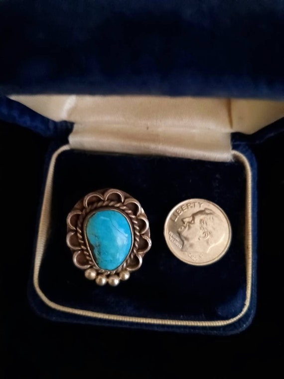 Native American Turquois/Sterling Ring.  sz 4 1/2 - image 1