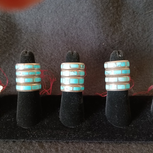 Native American ZUNI Bands sz  3,  5, 6 1/2,  6 3/4,   7,   7 1/4,  7/34  & 8