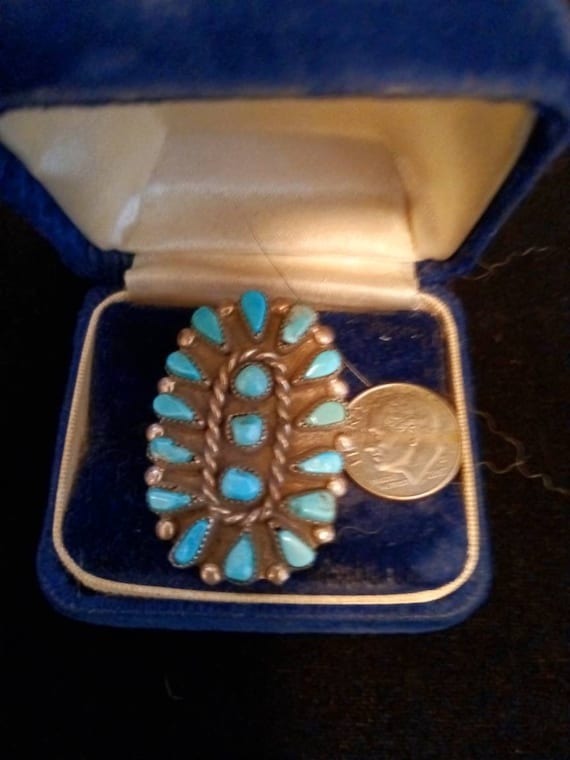 Native American sz 5 1/4 & 6 Large Turquoise Clust