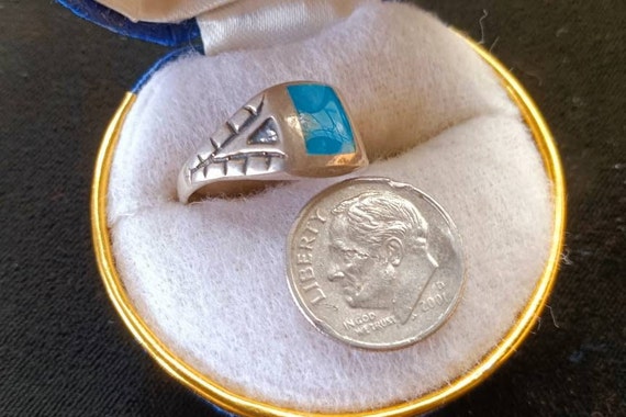 Native American Ring sz 8 and 9 Turquoise/Sterling - image 6