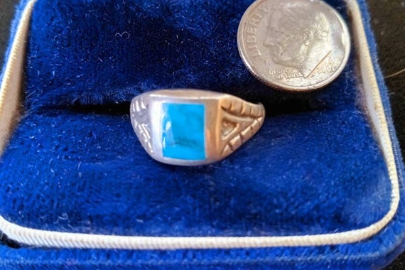 Native American Ring sz 8 and 9 Turquoise/Sterling - image 2