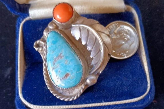Native American Turquoise/Sterling sz 7 Ring - image 1