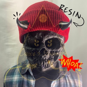 Fisherman Style Devil Horn Beanie with Resin Horns! (please read description!)