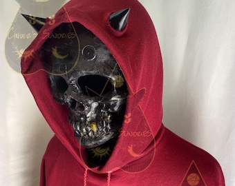 Devil Horn Hoodie with Resin Horns