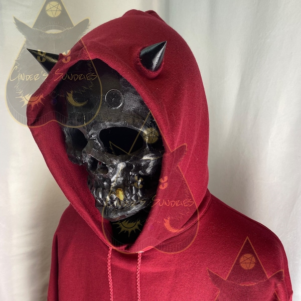 Devil Horn Hoodie with Resin Horns