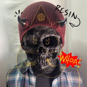 Slouchy Devil Horn Beanie with Resin Horns!(please read description!)