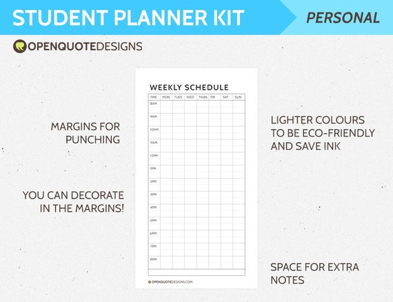 printable student planner kit student organizer printable etsy college organizer