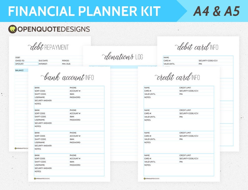 A5 Filofax Finance Printable Budget Planner Household Budget Etsy